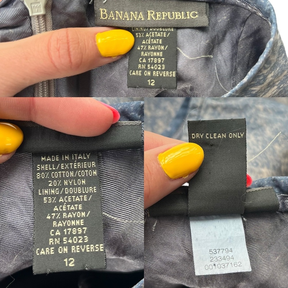 Banana Republic Women’s Size 12 Blue, Tan, Acid Wash Denim Look Lined Midi Skirt - Picture 5 of 15